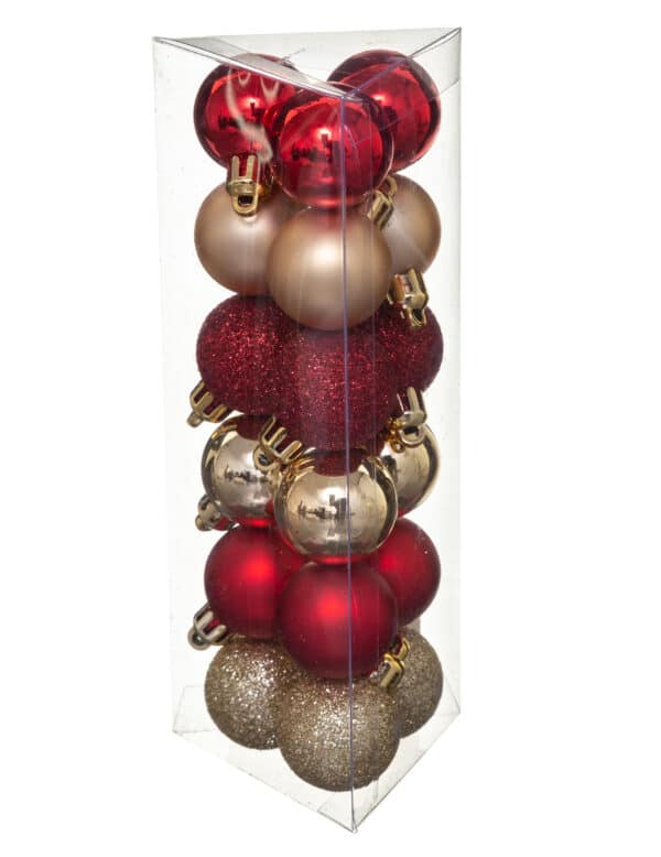 Weihnachtskugel-Set 18 Stück rot-goldfarben 3 cm