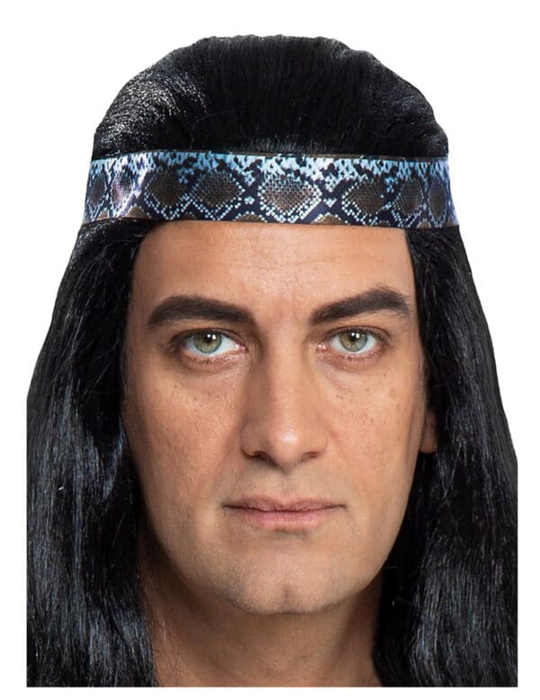 Winnetou-Haarband für Herren Accessoire zum Fasching blau-silber