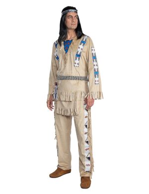 Winnetou-Kostüm für Herren Indianer-Kostüm Fasching braun-blau