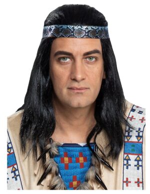 Winnetou-Perücke für Herren Faschings-Accessoire schwarz-blau