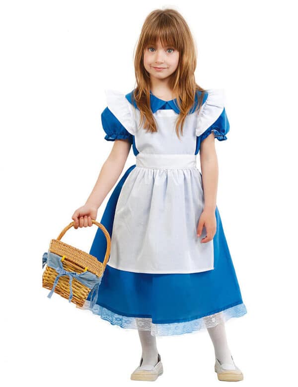 Wunderland-Prinzessin Kostüm für Mädchen Fasching blau-weiss