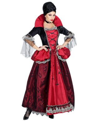 Wunderschönes Vampir-Gräfin-Kostüm für Damen Halloween-Kostüm rot-schwarz