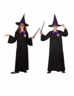 Zauberschüler-Kostüm für Kinder Halloween-Kostüm schwarz-violett