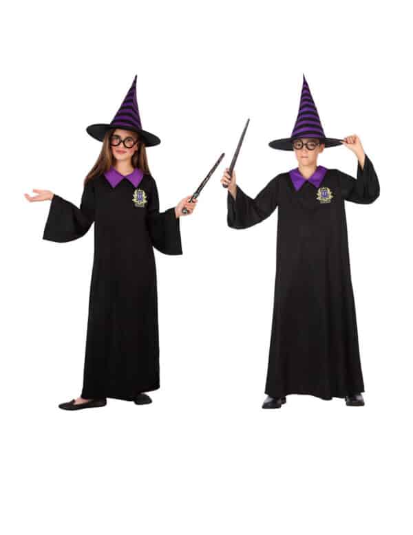 Zauberschüler-Kostüm für Kinder Halloween-Kostüm schwarz-violett