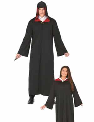 Zauberschüler-Robe für Herren Halloween Cosplay schwarz-rot