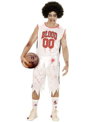 Zombie-Basketballer Kostüm für Herren Halloweenkostüm weiss-rot