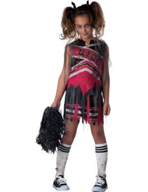 Zombie Cheerleader Halloween Kinderkostüm schwarz-rot-weiss