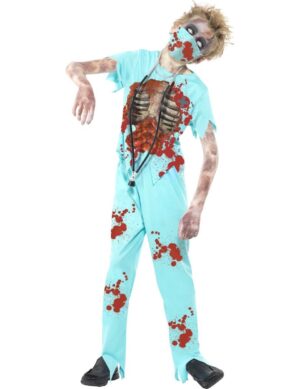 Zombie Chirurg Halloween Kinderkostüm hellblau