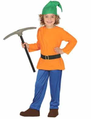 Zwerg-Kostüm für Kinder Fasching grün-orange-blau